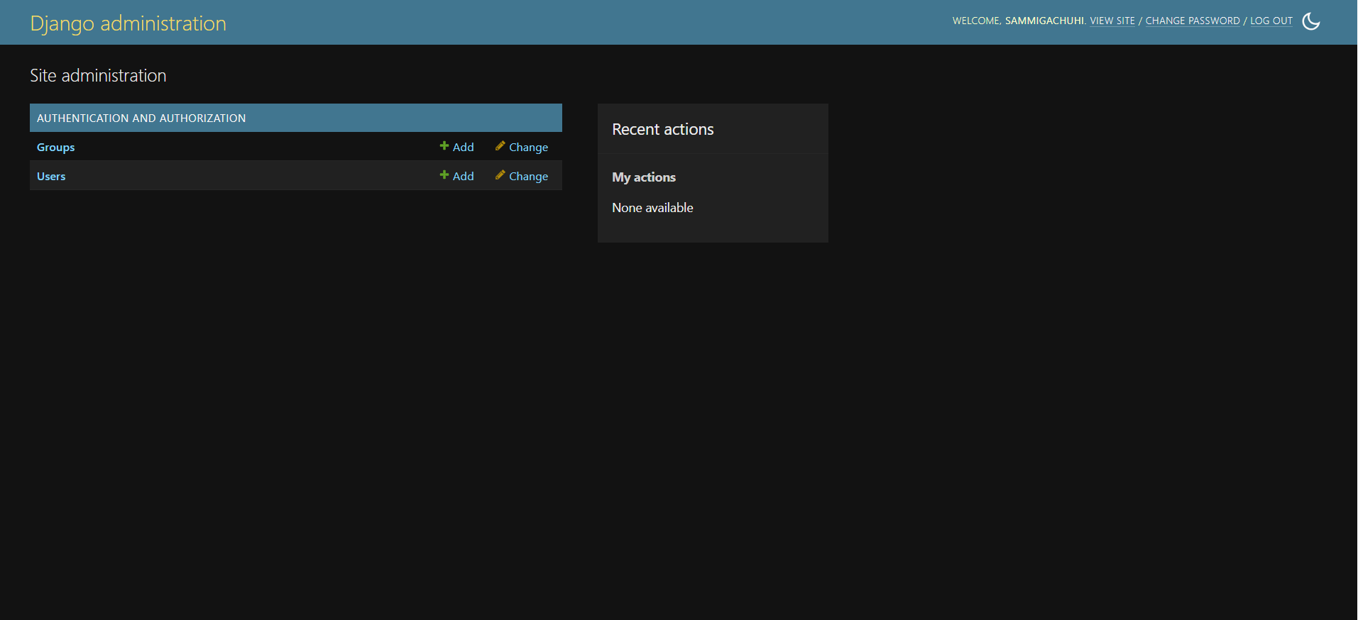 Admin page of our Geodjango project