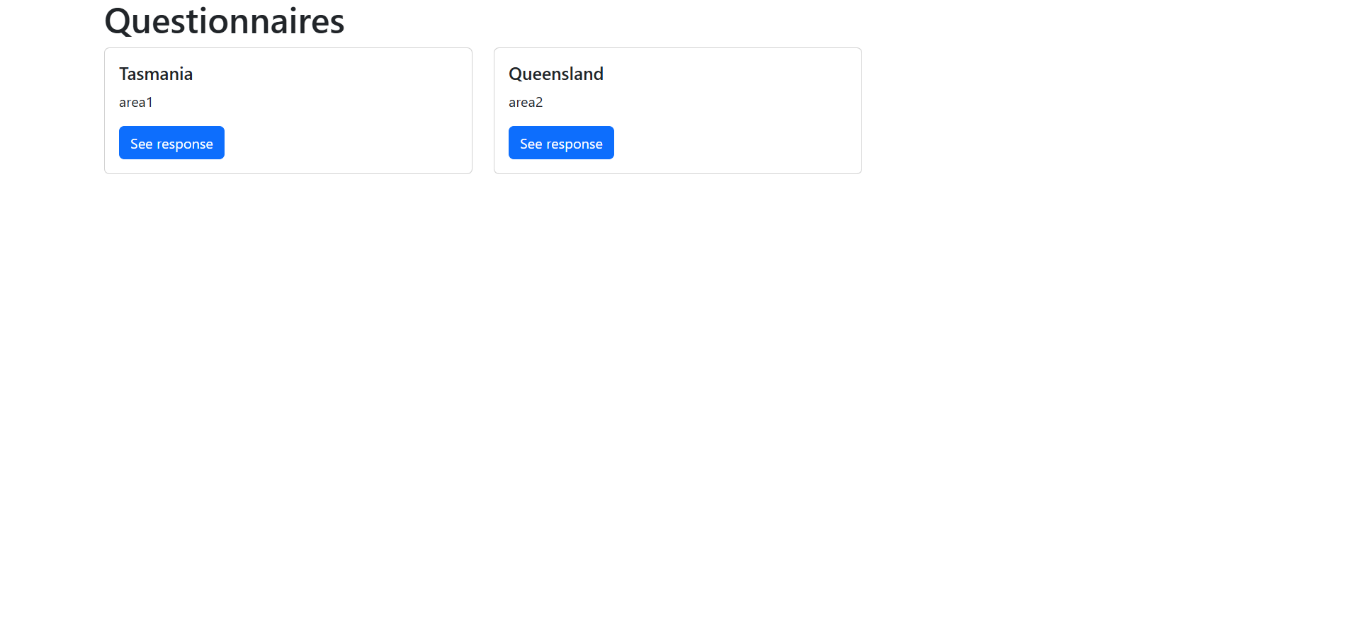 Questionnaires webpage