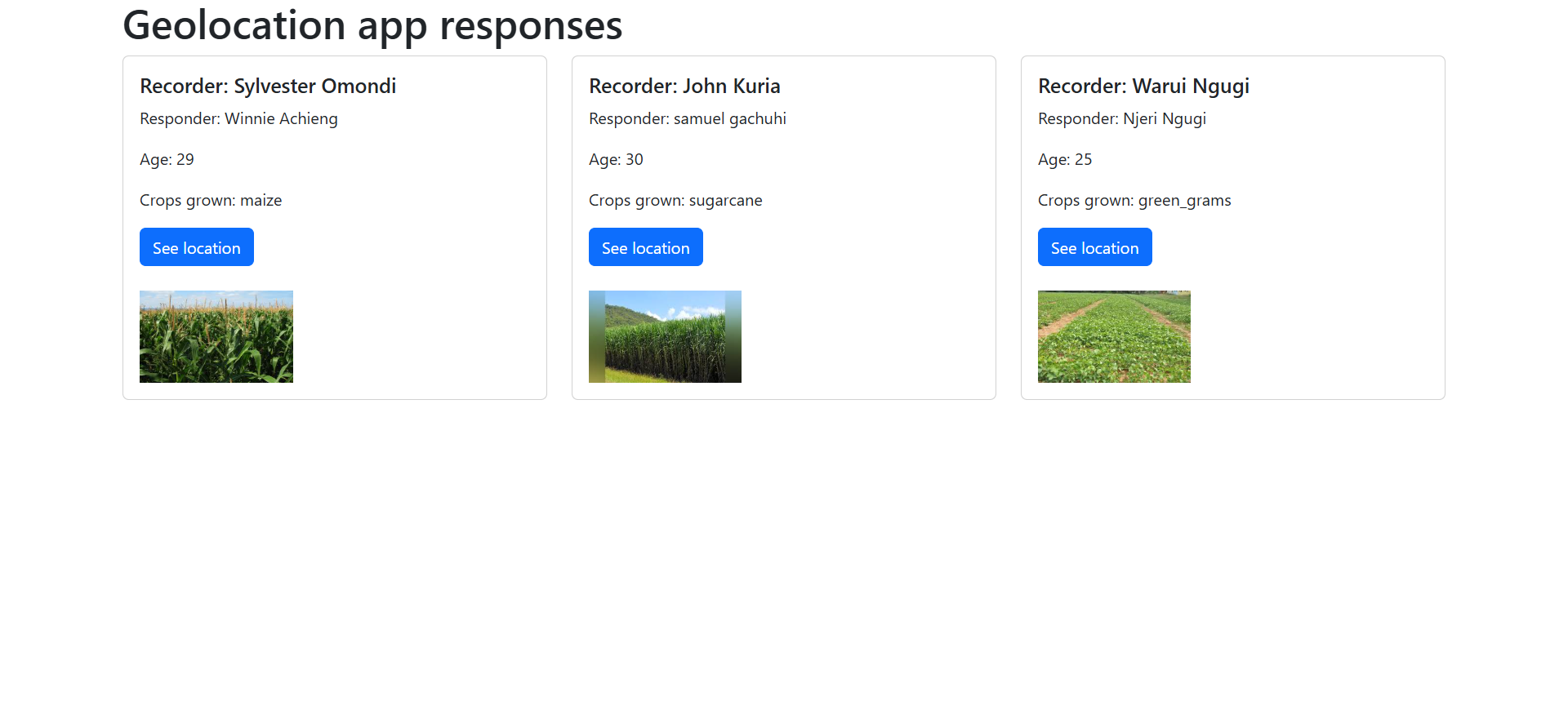 Responses webpage
